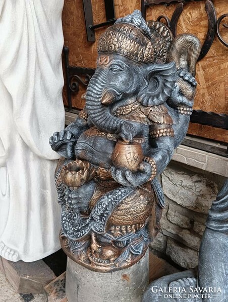 Ritka Szép Indiai Ganésa 65cm kő Fagyálló műkő Kerti szobor Buddha sorozat része