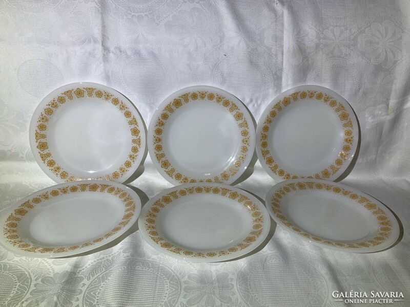 Retro Brazilian thermo rey brasividro plate set- 6-6-6 milk glass soup flat and small plate set