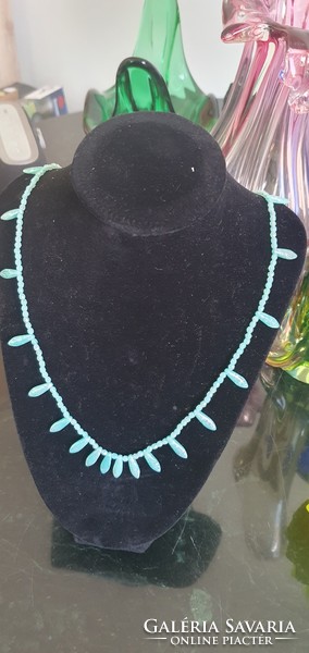 Real Czech uranium glass necklace #24076 handmade product