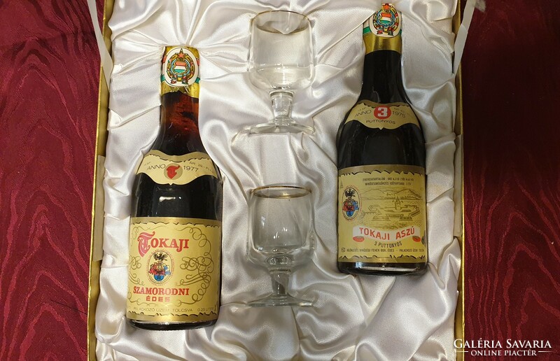 Old, retro boxed Tokaj wines are sold by the glass