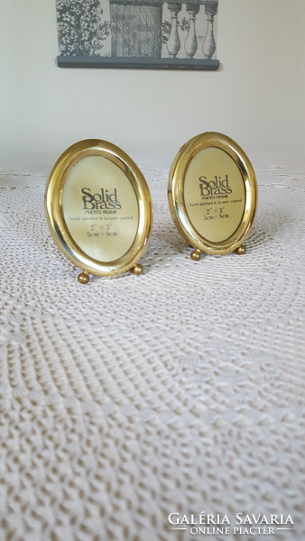 Miniature solid brass polished copper table picture frame 2 pcs.