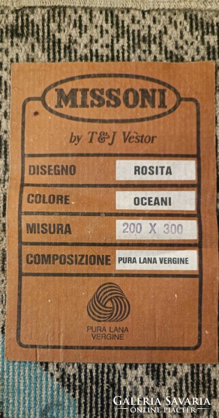 Nagy méretű Vintage Missoni gyapjúszőnyeg, Rosita modell.