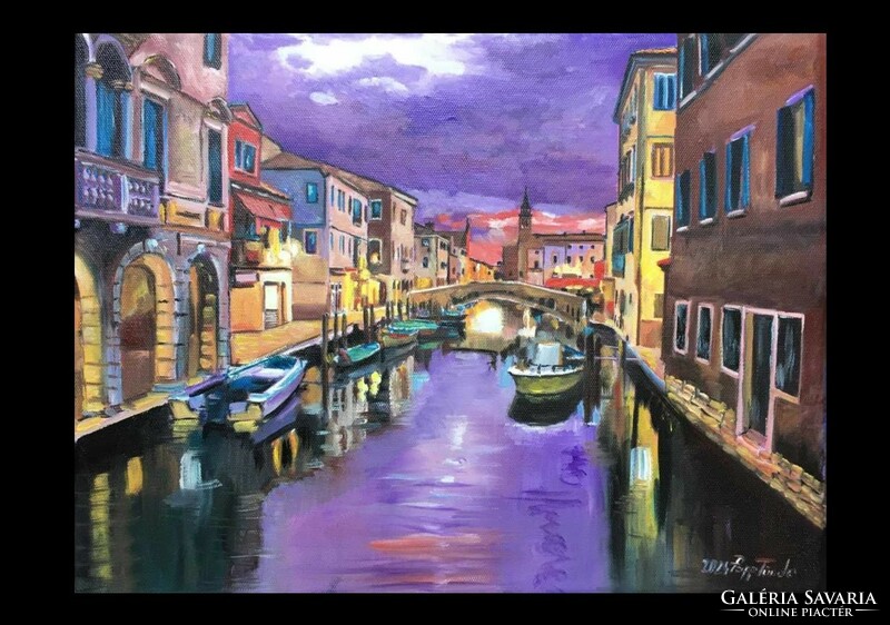 Venice dawn - contemporary impression with a white frame!