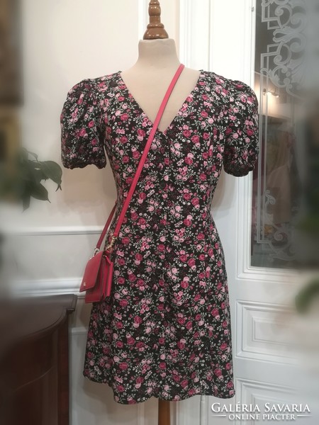 H&m size 40 pink viscose dress with puffy sleeves
