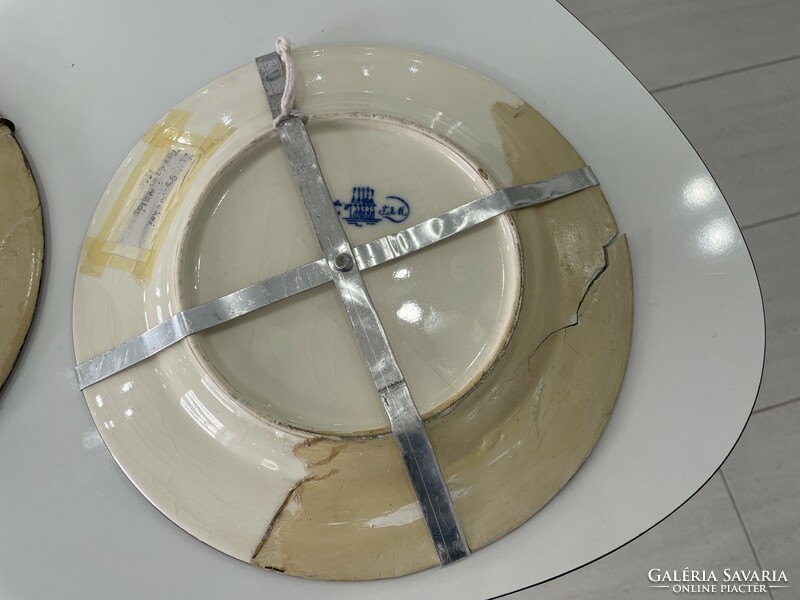 Zsolnay bambusz mintás tányér falitányér porcelán TJM családi jelzés