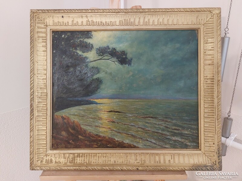 (K) Otto Albert Hirth festmény 56x66 cm kerettel