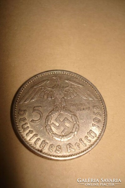 Imperial silver 5 marks 1938