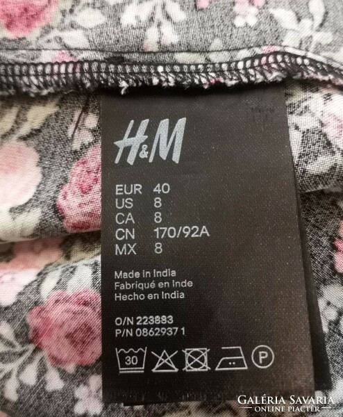 H&M 40-es rózsás viscose ruha puffos ujjal