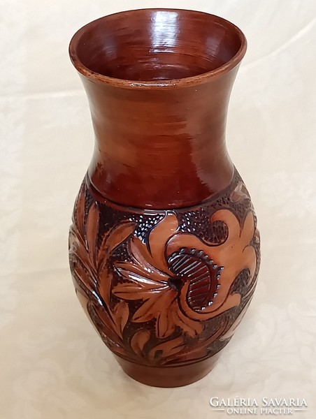 Kerámia mázas váza Korond retro 26x13cm