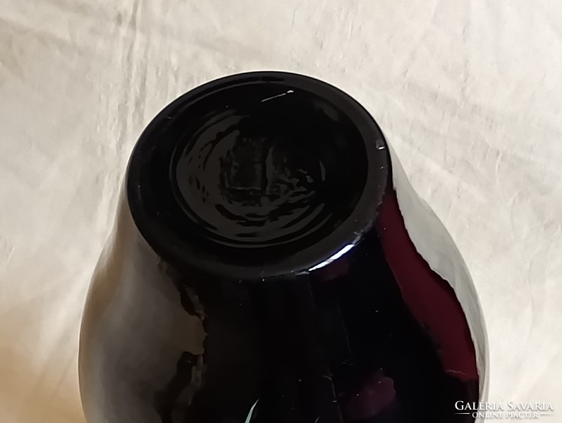AKCIÓ! Üveg váza fekete üveg retro 30x13cm