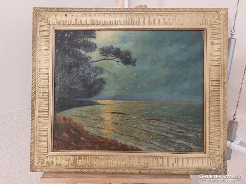 (K) Otto Albert Hirth festmény 56x66 cm kerettel