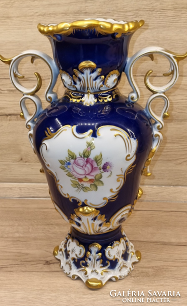 Hollóháza cobalt baroque vase