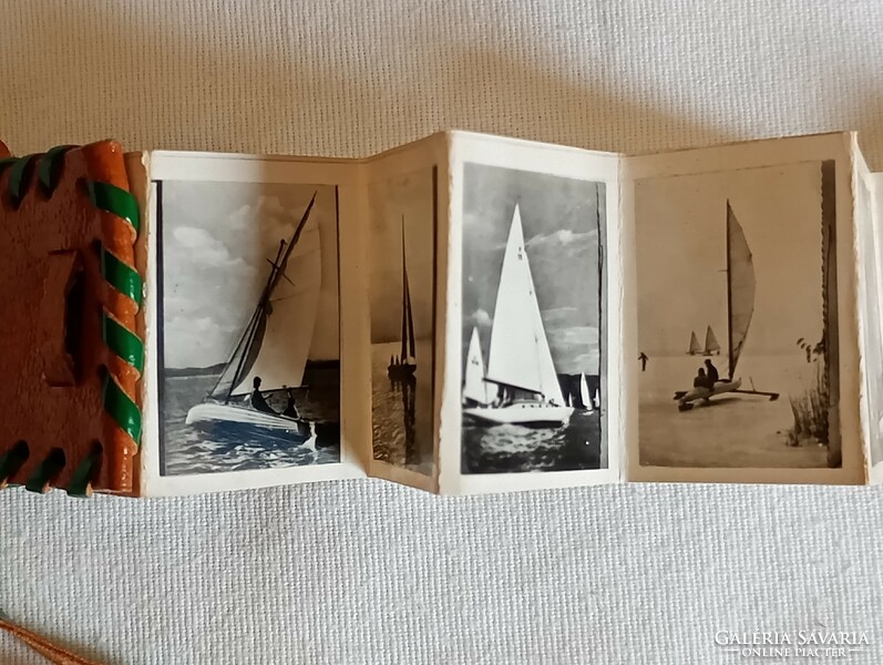 Balatoni emlék vitorlás képek könyvecskében harmonika leporelló retro 3x3,5cm