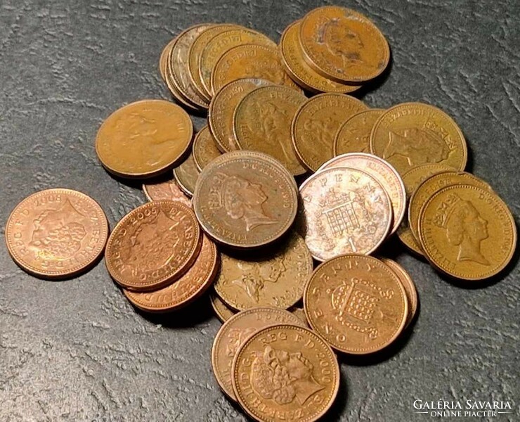 Egyesült Királyság 1 penny, 1971-2008, LOT (34 db)