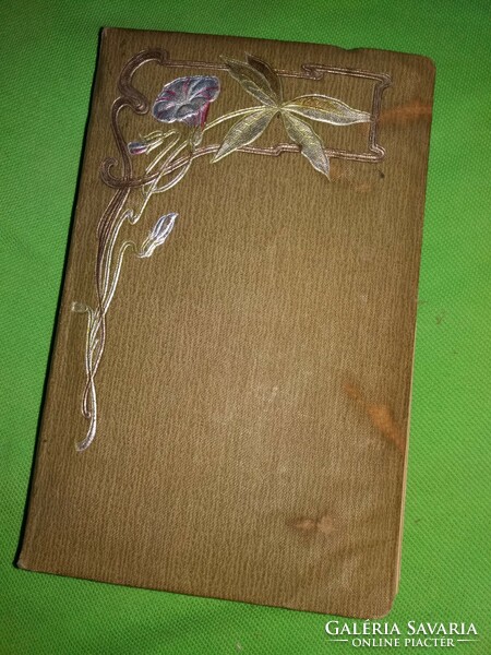 1907 Antique beautiful memory book with beautiful entries, song lyrics with pressed plants according to pictures