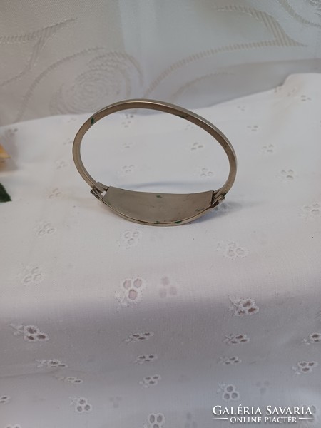 Mexican alpaca bracelet with mother-of-pearl inlay