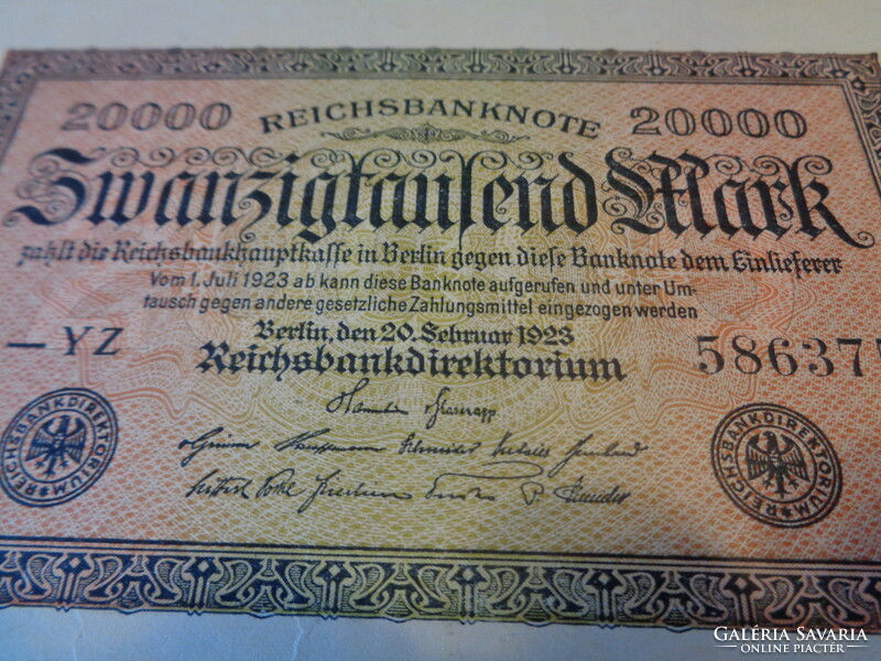20000 Mark 1923 , inflációs  pénz , szép állapot