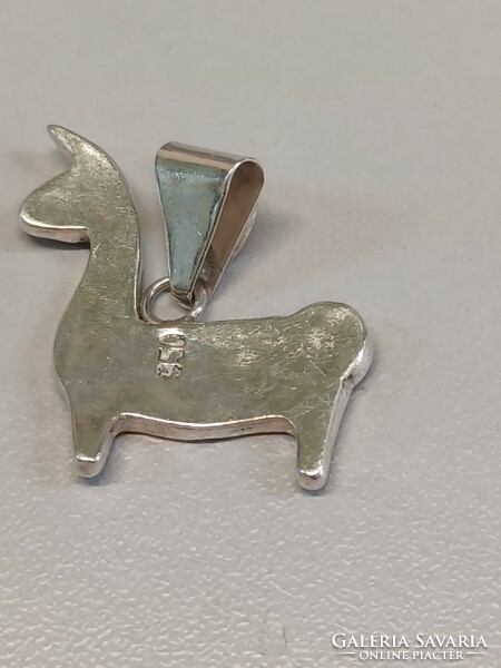 Silver Peruvian llama with multi-colored stones