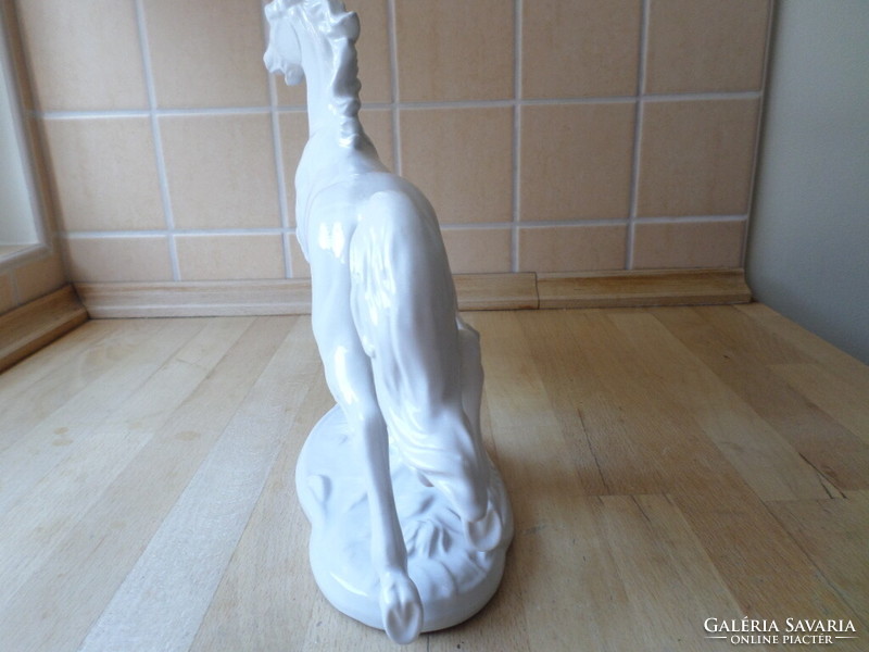 Old Austrian white porcelain galloping horse figure 31 cm