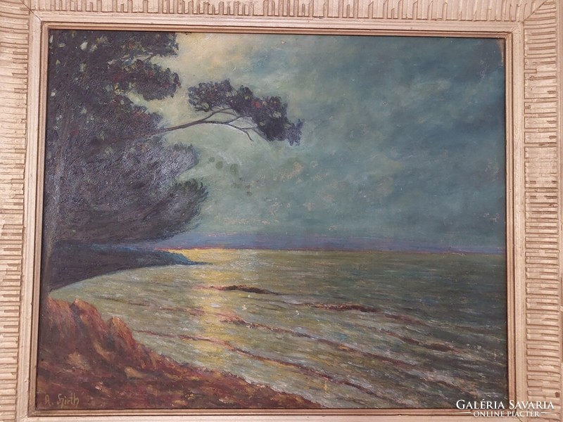 (K) Otto Albert Hirth festmény 56x66 cm kerettel
