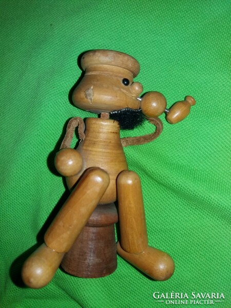 Old sitting popeye the sailor wooden puppet wooden figure 14 cm condition according to the pictures