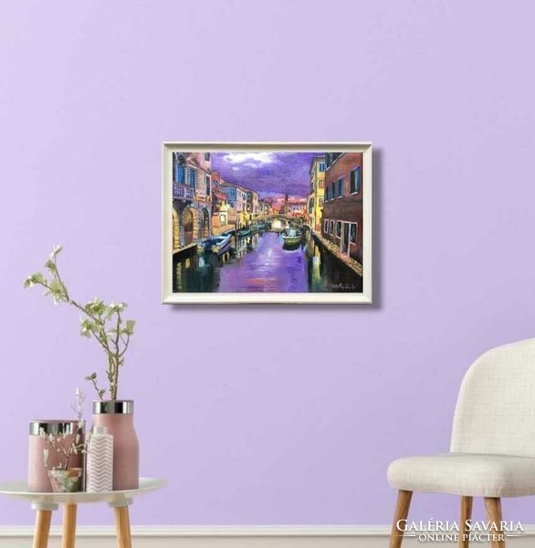 Venice dawn - contemporary impression with a white frame!