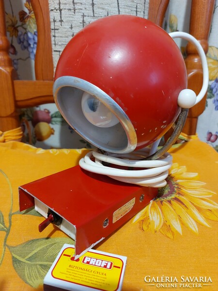 Retro old rare red wall spherical lamp electro metal isz hódmezővásárhely