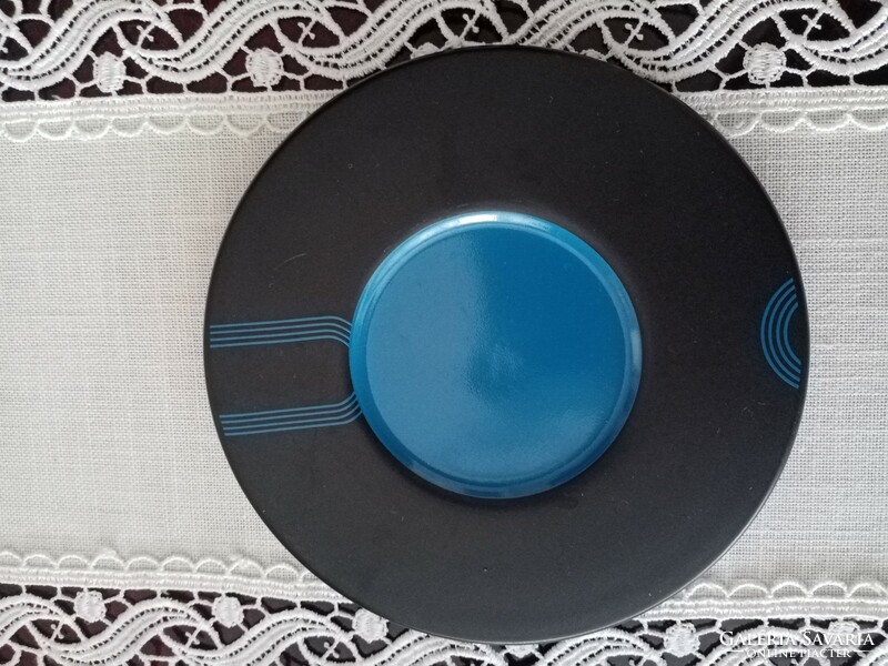 Ikea ceramic / porcelain plate - saucer blue - black