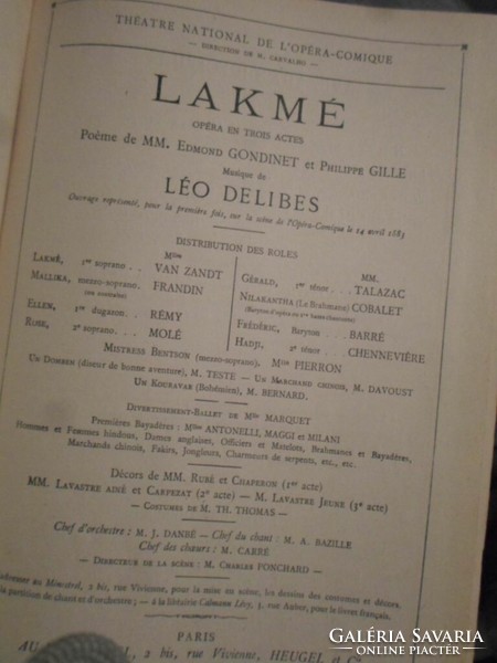 Delibes: Lakmé piano excerpt, pre-war antique