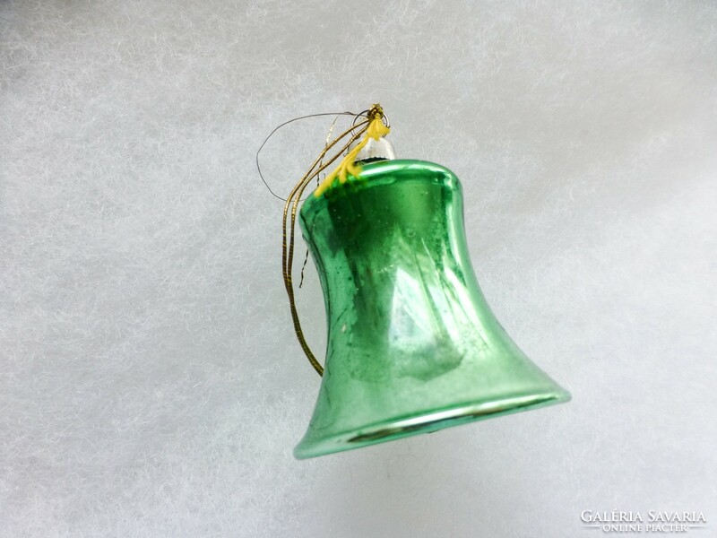 Antique glass Christmas tree decoration, rare green bell