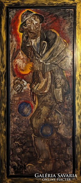 János Pirk - man in the fields (the sun has risen), oil painting
