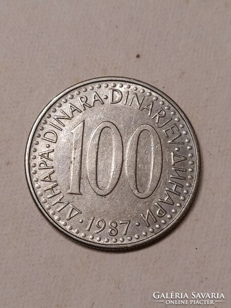 100 Dinars 1987 Yugoslavia
