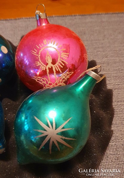 Karácsonyfadísz retró csomag 4 db dísz egyben- gömbök festve
