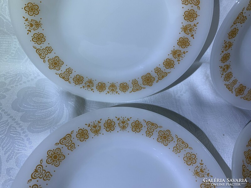 Retro brazil Termo Rey Brasividro tányér szett- 6-6-6 db tejüveges leveses lapos és kistányér szett