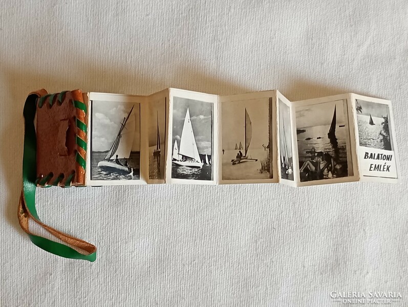 Balatoni emlék vitorlás képek könyvecskében harmonika leporelló retro 3x3,5cm