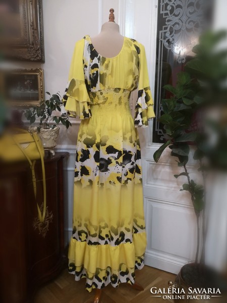 Made in Italy 38-40-es maxi hosszú citromsárga ruha