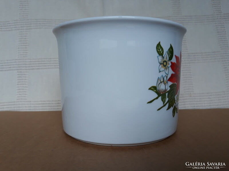 Zsolnay porcelain pot with poinsettia flowers