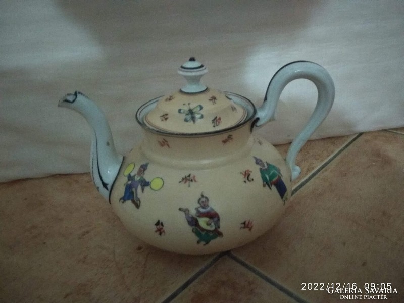 Régi keleti stílusú, kínai vagy japán mintás porcelán kiöntő, festett teás kanna