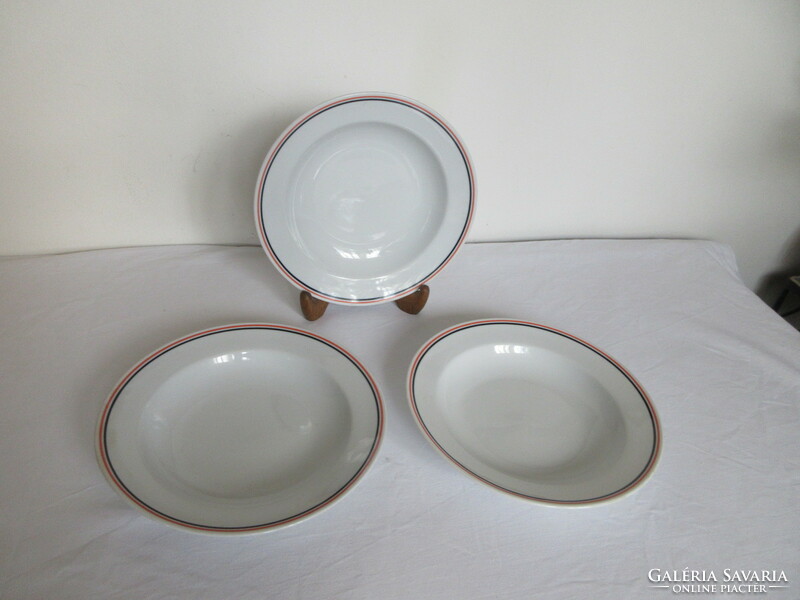 Old, marked Zsolnay plates with striped edges.. Negotiable!