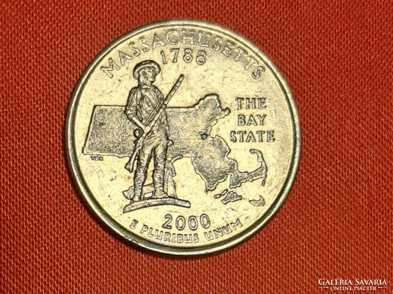 2000. Massachusetts emlék USA negyed dollár " Szövetségi Államok" sorozat (517)