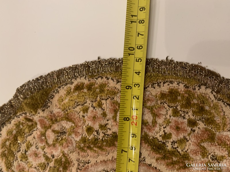 Beautiful 30 cm gold moss green pink velvet brocade tablecloth with metallic thread
