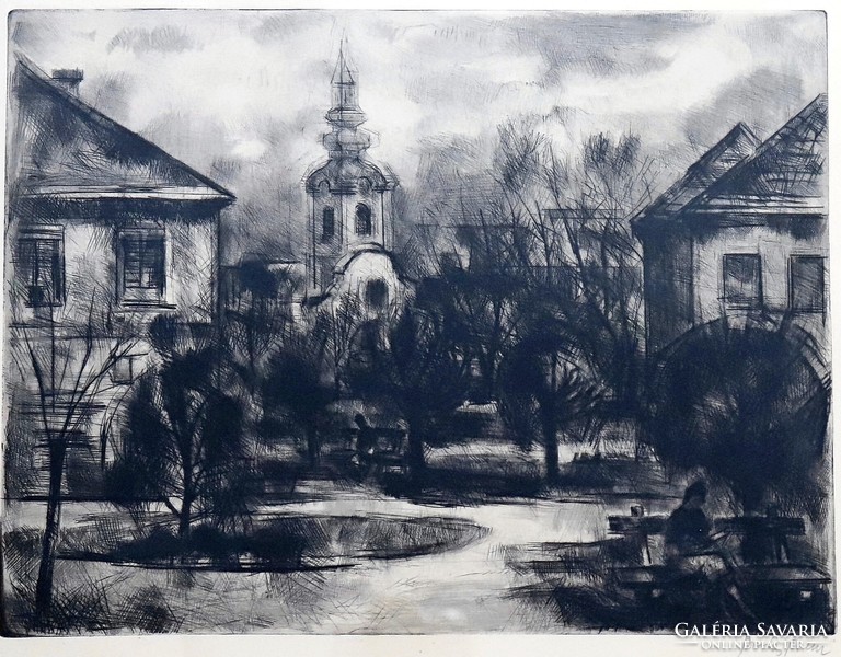 Ferenc Bordás (1911-1982): in the grove, etching