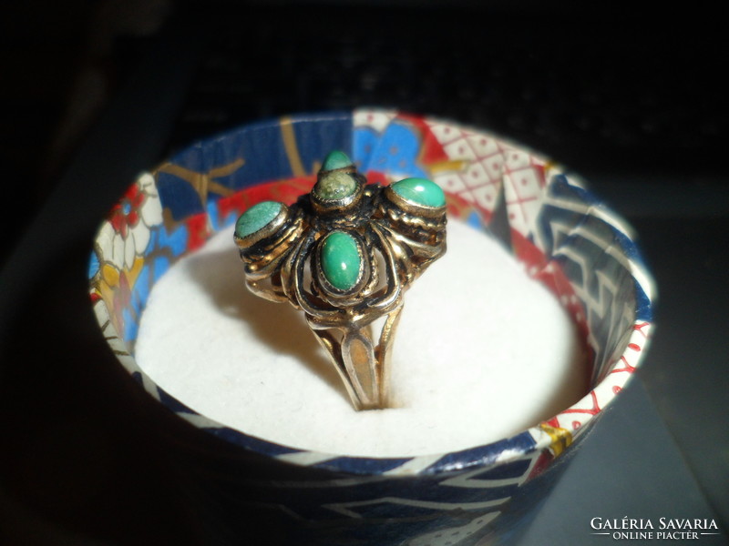 Antique silver ring with turquoise stones