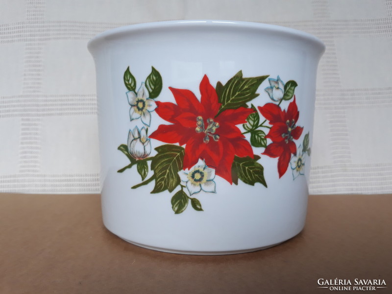 Zsolnay porcelain pot with poinsettia flowers