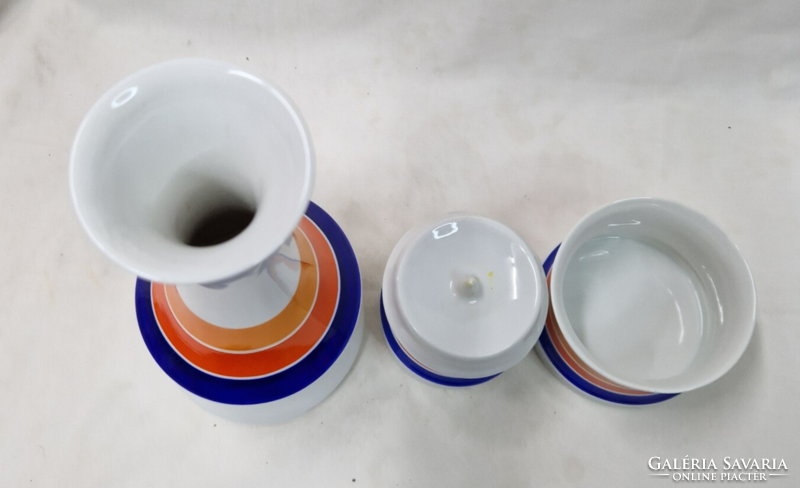 Hollóházi retro porcelán 3 darabos asztali szett hibátlan állapotban egyben eladó