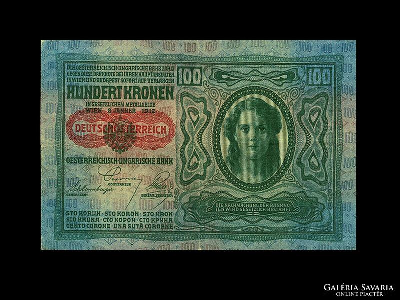 100 Korona - from 1912 - mint on the German side - very nice!