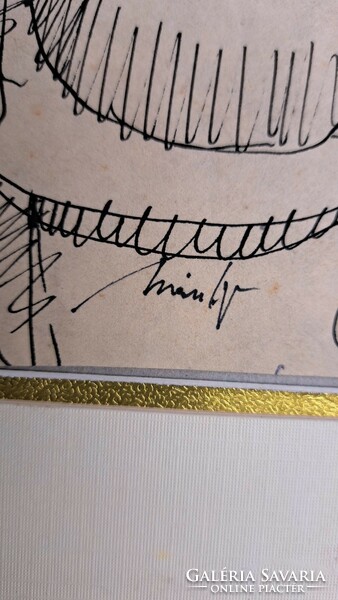 Original signed hincz gyula tus drawing
