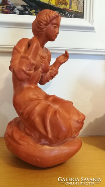 Tóth Val terracotta ceramic statue, marked, flawless, original