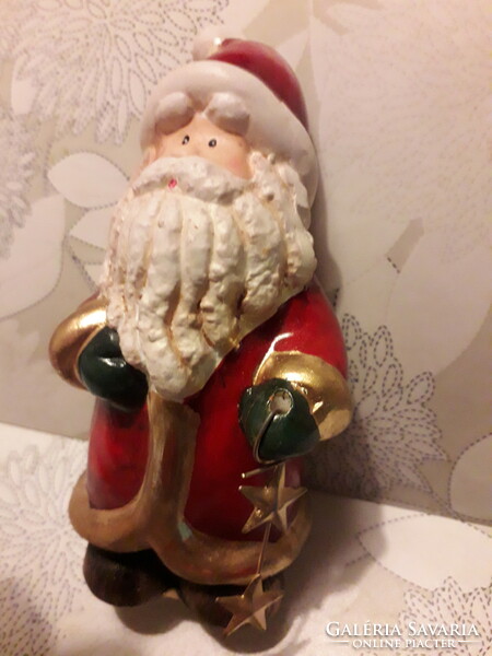 Ceramic Santa Claus figure with star 14x7 cm. Flawless