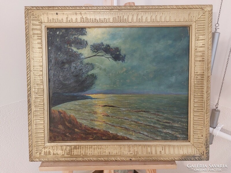 (K) Otto Albert Hirth festmény 56x66 cm kerettel